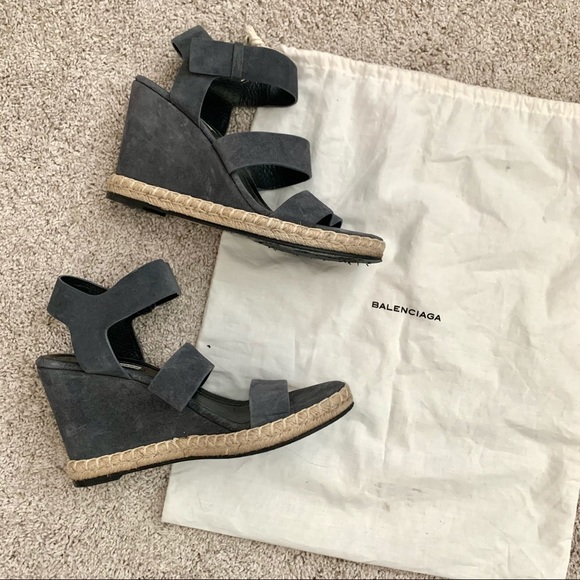 Balenciaga Charcoal Grey Suede Wedges - Picture 10 of 10